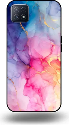 Produktbild von Smartphonica Handytasche passend für OPPO A53 5G / A72 5G / A73 5G mit Marmordruck - TPU Rückseitenschutzhülle Marmordesign - Regenbogen