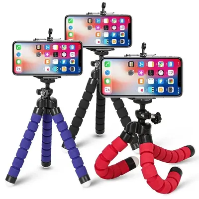 Produktbild von Mini Oktopus Stativ Smartphone Handy Kamera Flexible Beine Clip Halter Einbeinstativ Tripod Blau