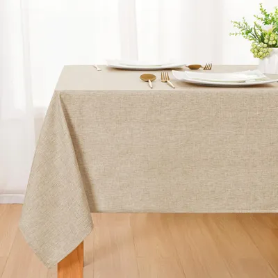 Produktbild von Tischdecke Leinenoptik Beige Abwaschbar 150x300cm Rechteckig