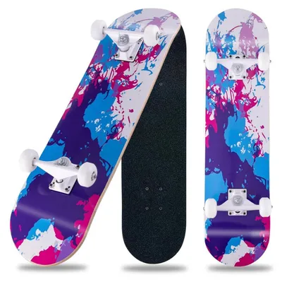 Produktbild von Skateboard 31 x 8 Zoll Komplettboard für Anfänger, 8-lagiges Ahorn, ABEC-11 Kugellager, Double Kick Concave Deck