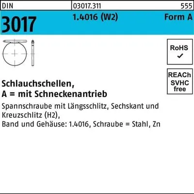 Produktbild von Reyher  Schlauchschellen DIN3017 A 12- 20/ 9 C7 W2 (100 Stück)