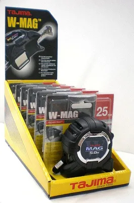 Productafbeelding van TAJIMA W-MAG meetlint, 5 meter / 25 mm, met magnetische geleiderail en magnetische eindhaak