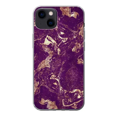 Produktbild von MuchoWow® Handyhülle Schutzhülle Hülle für iPhone 13 Naturstein - Kalkstein - Gold Silikon Softcase Handy Hülle - Karteninhaber