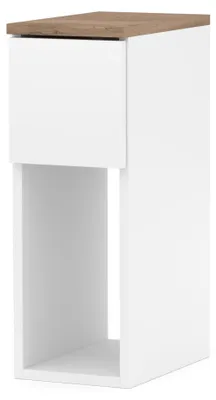 Imagen del producto de INNOVAHOME: Mesita de noche estrecha de 20 cm, color blanco y roble Wotan