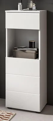 Produktbild von Badezimmer Kommode "Larik" in weiß Hochglanz Badschrank 38 x 106 cm