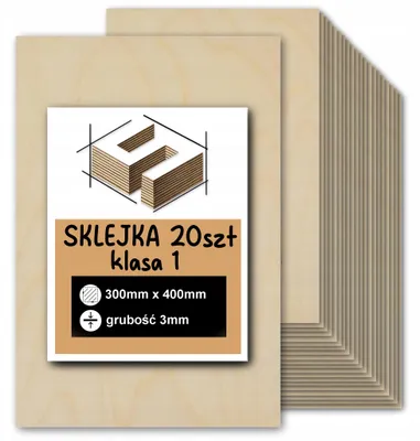 Productafbeelding van Rechthoekige berkenmultiplexplaten voor lasergraveren en lasersnijden – CNC-frezen, modelbouw, figuurzagen, houtbranden, beschilderen, decoupage en knutselen – kwaliteit 1 – 30 × 40 cm (300 × 400 mm) – 3 mm – 20 stuks