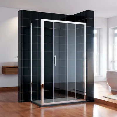 Produktbild von SONNI 130x185cm Schiebetür Dusche Klarglas Duschwand mit 80cm Seitenwand