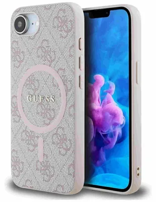 Produktbild von Guess 4G Ring Classic Logo MagSafe - Hülle für iPhone 16e (Pink)