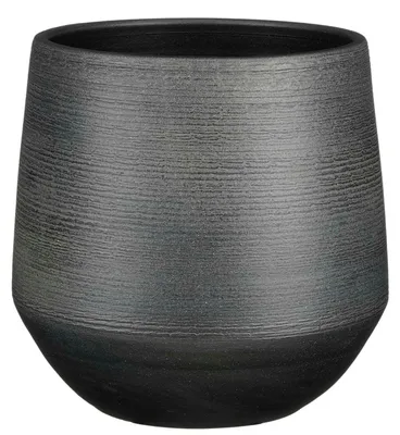 Produktbild von Mica Decorations Pflanzentopf - schwarzes Relief - Terrakotta - D24 x H23