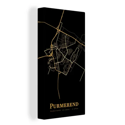 Obrázok produktu pre OneMillionCanvasses® - Maľba na plátne - Obraz na plátne Nástenná maľba na plátne - Purmerend - Card - Black - Gold - 20x40cm - Fotografia na plátne -