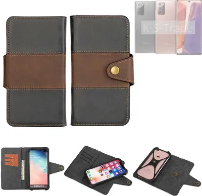 Produktbild von K-S-Trade Handyhülle Schutzhülle Hülle Bookstyle Wallet-Case kompatibel mit Galaxy Note 20 LTE Bumper Rundumschutz schwarz-braun 1x