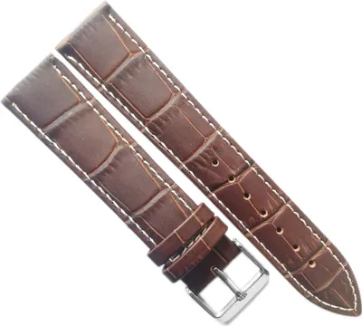 Produktbild von Minott > Uhrenarmband braun > Krokooptik Lederband > Kontrastnaht, Stegbreite:20mm, Schließe:Silbern