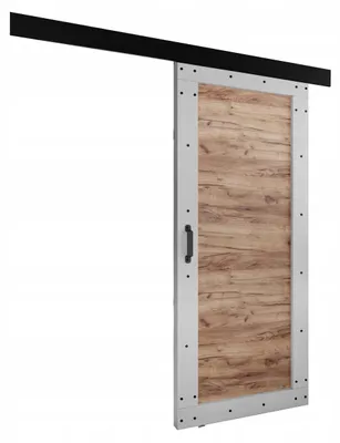 Produktbild von KierMoebel Schiebetür Komplettset ADIO 2, Wohnzimmer Schiebetür Weiß & Craft Gold 86x205x3,2 cm