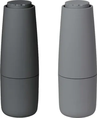 Two salt and pepper grinders are shown side-by-side against a white background.