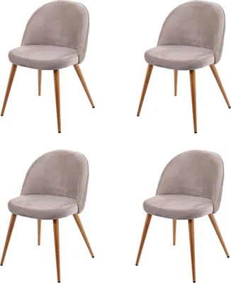 Obrázek produktu pro sada 4 jídelních židlí HWC-D53, židle kuchyňská židle retro design 50. let, samet  šedohnědá