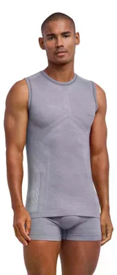 Image de T-shirt de sous-vêtement technique pour hommes FALKE, modèle Wool-Tech Light, taille M, couleur gris. Matière : laine
