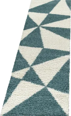 Produktbild von Teppich Läufer Wohnzimmer Blau 80x250 Geometrisches Design aus Polypropylen
