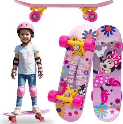 Produktbild von MINNIE Mouse Kinder-Skateboard 42 cm, rutschfestes Deck, leicht, stabil bis 20 kg