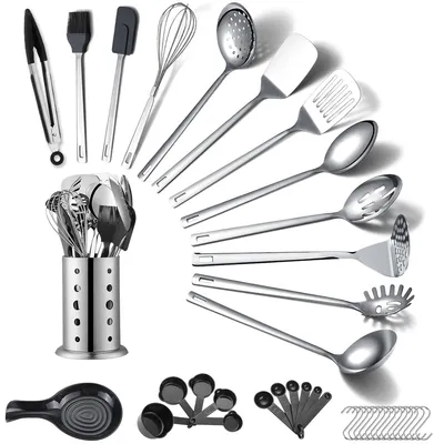 Produktbild von 40-teiliges Küchenutensilien-Set, Kochutensilien-Set mit Halter, Pfannenset, Küchenutensilien, Metallspatel-Set