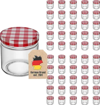Produktbild von Intirilife 50 Stück Einmachgläser mit Deckel - 150 ml - 6.5 x 6.5 cm Kleine Sturzgläser Marmeladengläser Vorratsgläser mit Schraubdeckel, Gewürzglas perfekt zum Verschenken