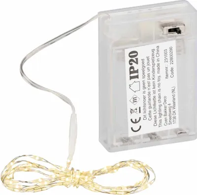 Produktbild von Coen Bakker LED Lichterkette Batterie Draht silber 0,95m 66 LED Timer warmweiß LED Abstand 1,5cm