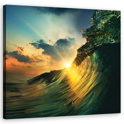 Produktbild von Leinwandbild landschaften - orange 60x60 cm Feeby blau wandbild bereit zum aufhängen