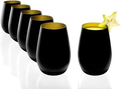 Imagen del producto de Conjunto de 6 vasos Stölzle Lausitz, capacidad de 465 ml, color mate con detalles dorados, para agua. Código: 3520012 | EAN: 4012632224620 | HAN: 352 00 12 EL096