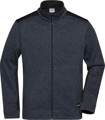 Produktbild von Pflegeleichte Strickfleece Jacke im Materialmix carbon-melange/black, Gr. XXL