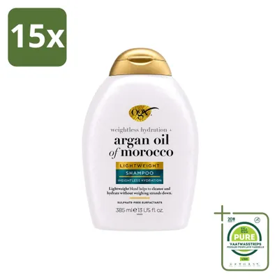 Produktbild von 15 x OGX Argan Oil of Morocco Shampoo - Leichtgewicht - für täglichen Gebrauch - 385 ml - Großpackung - 15 Stücke