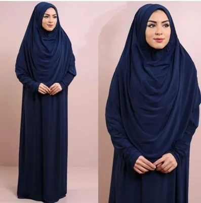 Produktbild von Damen Gebetskleid Marineblau 48-52 Abaya Muslim Langer Hijab Tesettür Namaz Elbisesi