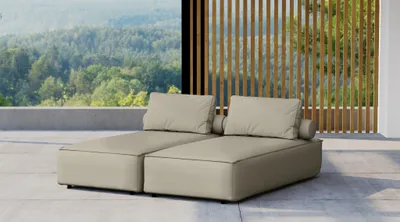 Produktbild von Chaiselongue Sezlong Liege 2er-Set SUMMER wetterfester Stoff NXL Toffee