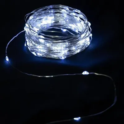 LED-Lichterkette Kupferdraht 15 m kaltweiß 3xAA