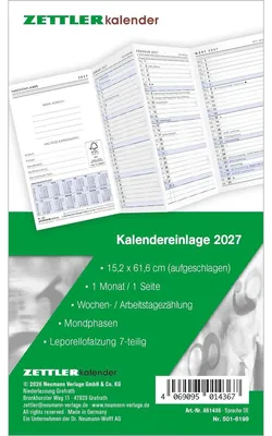 Obrázok produktu pre Náhradná vložka do kalendára TP 1M/1S Leporello 2027
