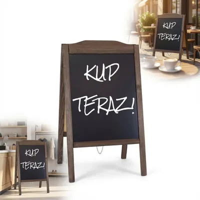 Obrázok produktu pre Reklamná tabuľa kriedová sklápacia reštaurácia alebo kancelária, drevený stojan obojstranné maľovanie kriedovými perami 100x60