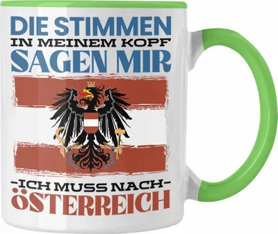 Produktbild von Trendation - Österreich Tasse Urlaub Heimat Geschenk Spruch Österreicher Austria Geschenkidee (Grün)