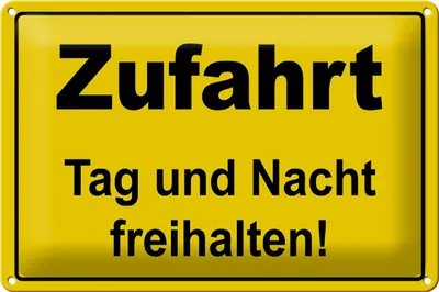 Produktbild von Blechschild Hinweis 30x20cm Zufahrt Tag und Nacht freihalten