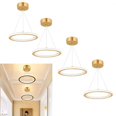 Produktbild von 4Pcs LED Ring Pendelleuchte Deckenlampe 18W, Warmweiße Licht Kronleuchter Höhenverstellbar Hängeleuchte