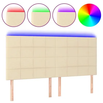 Obrázek produktu pro vidaXL LED čelo postele krémové 160x5x118/128 cm Látka