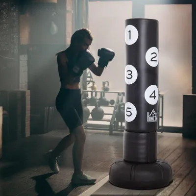 Immagine prodotto di Sacco da boxe autoportante - Sacco da boxe da terra - Sacco da boxe per kickboxing - Sacco da boxe per pugilato - Sacco da allenamento - Colore nero
