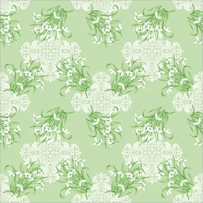 Produktbild von Sovie HORECA Tischdecke Melanie in Grün aus Linclass® Airlaid 80 x 80 cm, 20 Stück - Floral Schneeglöckchen