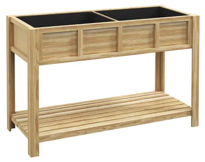 Immagine prodotto di Fioriera Rialzata 115x46x75 cm con Ripiano Inferiore Divisorio Fori di Drenaggio in Legno