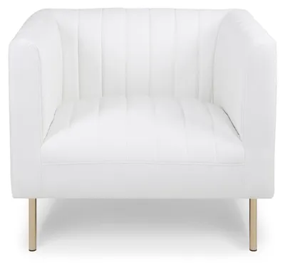 Image de MENZZO Fauteuil moderne à coutures verticales Sacramento Simili Blanc
