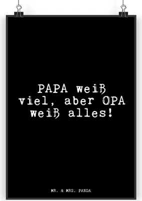 Produktbild von Mr. & Mrs. Panda Bild PAPA weiß viel, aber... DIN A5 - Schwarz - Geschenk, Großeltern, drucke, Geschenke für Männer, Opa, Sprüche, wanddeko, Plakat, Wandbild, Kunstdruck
