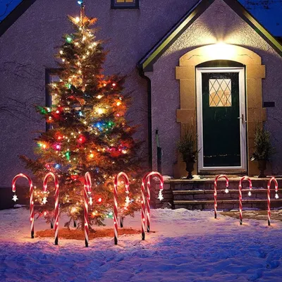 Produktbild von Solar-Gartenlampe, Rasen-Garten-Ornament, Solar-Weihnachtsstock Pfahl Licht