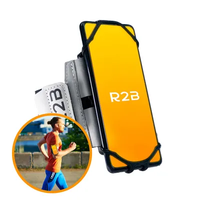 Productafbeelding van R2B Hardloop Telefoonhouder t/m 6,5 inch – 360° Draaibaar – Zilver