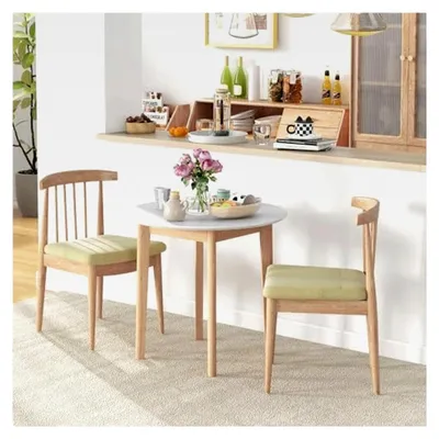Produktbild von Runder Küchentisch für 2 Personen, Esszimmertisch im Landhaus-Stil, für Wohnzimmer, aus Massivholz, Ø75 x 76 cm, Weiß