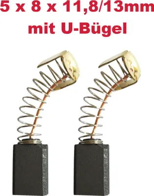 Two carbon brushes with springs and metal holders, presented on a white background with text above.