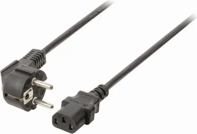 Produktbild von Nedis Stromkabel | Schutzkontaktstecker | IEC-320-C13 | abgewinkelt | gerade | Vernickelt | 3.00 m | rund | PVC | Schwarz | Plastikbeutel NE550677302