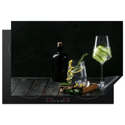 Produktbild von KitchenYeah© Herdabdeckplatte Weinglas - Induktionsschutz - Getränk - Glas , 78x52cm, Küche Deko, Glaskeramikkochfeld Herdabdeckung, Abdeckplatte fùr Kochfeld