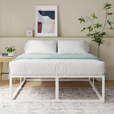 Minimalistisches Bettgestell – stilvoll und platzsparend.
